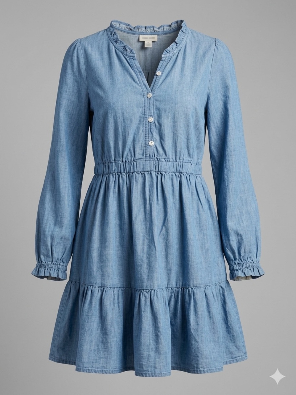 Crewcuts by J. Crew girls 12 blue chambray longsleeve 100% cotton midi dress